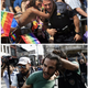 A very different kind of embrace. Above: New York Pride Parade (AP/Seth Wenig). Below: Istanbul Pride Parade (EPA/Sedat Suna).